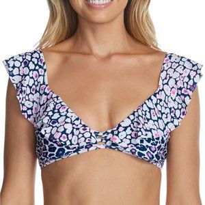 Raisins Darwin Print Palisades Ruffled Bikini Top